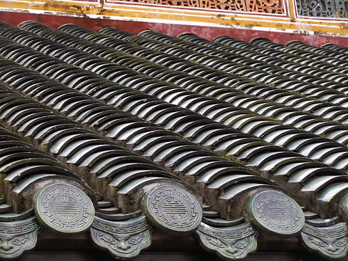 Roof Tiles on Minh Mang Royal Tomb in Hue, Vietnam