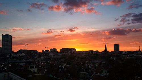 brussels catchy city cityscape clouds colors evening ixelle sky spring sunset
