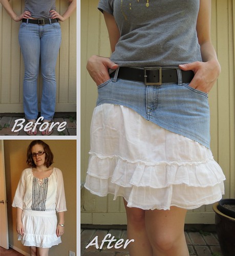 Denim Frill Skirt - Before & After