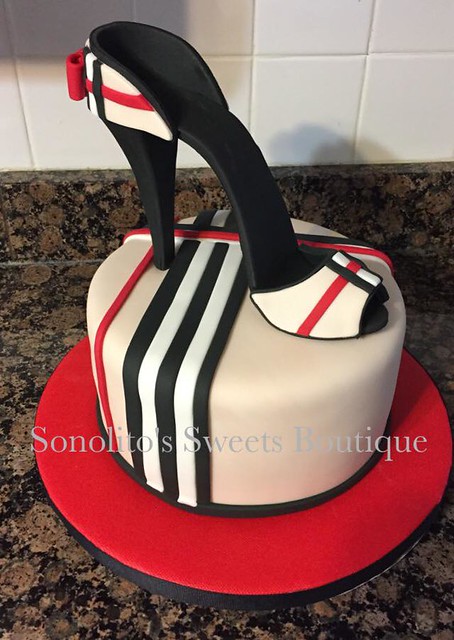 Burberry Inspired Cake with Edible Shoe by Sonolito Bronson of Sonolito's Sweets Boutique