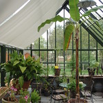 Blinds down shading the sun