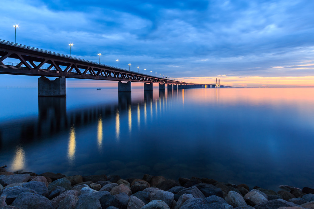 Sunset at Øresunds/Öresunds Bridge, Malmö Sweden