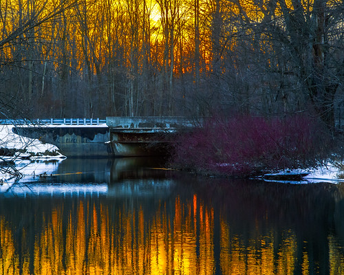 bridge sunset water river colorful huronriver placeway