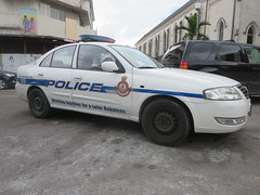 Police car in Nassau, Bahamas on the Island of New Providence