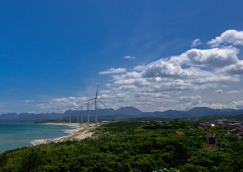 city beach windmill japan train ngc 日本 shimane 海岸 asari 風車 島根県 gotsu 山陰本線 浅利 江津市 05乗り物
