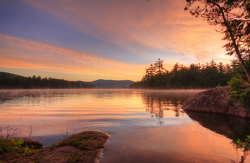 morning travel camping summer ny color reflection beautiful sunrise canon outdoors perfect colorful warm alone quiet peace hiking warmth peaceful adventure backpacking upstatenewyork tranquil adk pristine leanto pharaohlake 2013