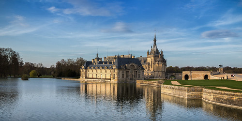 france reflection castle water architecture landscape eau reflet paysage château chantilly oise