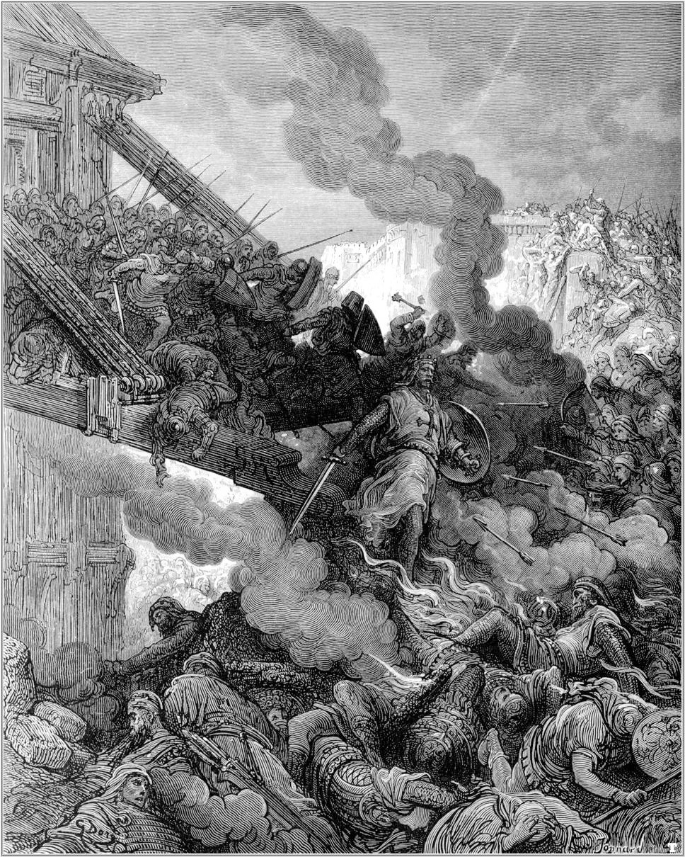 3. El ejército cristiano toma las murallas. De la obra Las Cruzadas. Gustavo Doré (1832-1883)