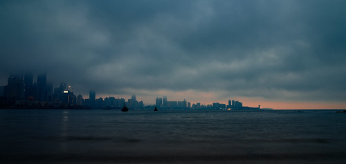 sea fog skyline sunrise dawn cloudy qingdao