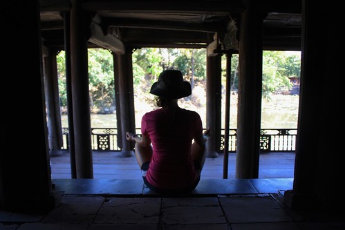 Lina meditating at the meditation house on the Tu Duc Tomb grounds