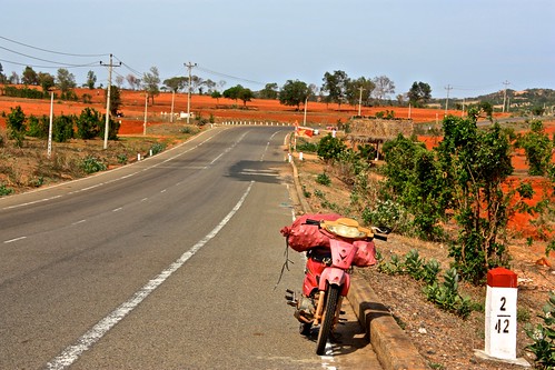 a motorbike waits for its rider