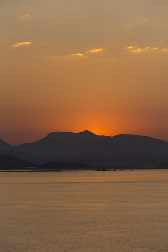 mer sunrise de soleil italie grece montagnes levé