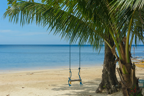 ocean blue sea white green beach beautiful sand swing palm phl philippinen negrosoccidental sipalay