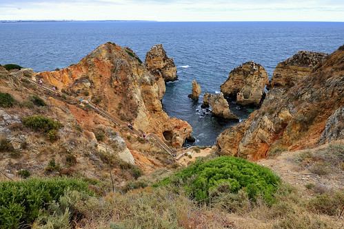 ocean sea cliff seascape color portugal colorful europe view cliffs lagos atlantic southern western vista coastline geology algarve rugged the geologic