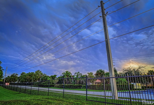 road sunset storm fence florida cloudy stormy powerlines hdr photomatix topazplugins