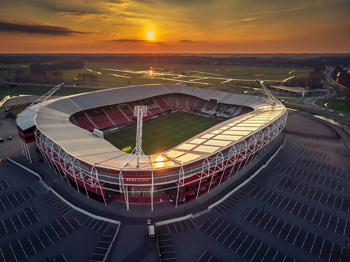 alkmaar az stadium soccer football sunset aerial drone hdr afas stadion
