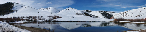 montpelier canyon pond rearingpond snow winter reflections idaho hills