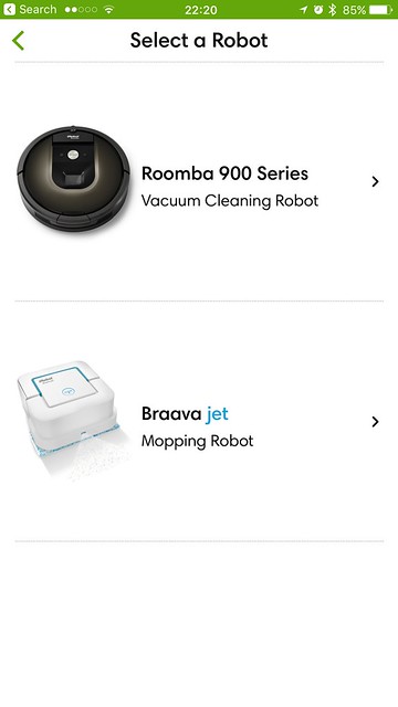 iRobot Home iOS App - Select a Robot