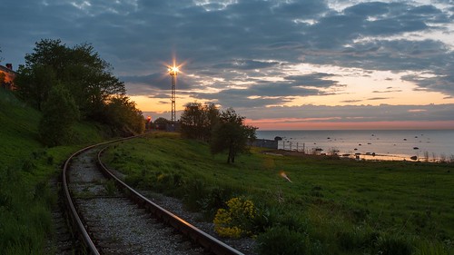 sea evening tallinn estonia railway baltic siding tory eesti kopli kolej morze bałtyk wieczór bocznica pentaxk200d vlečka