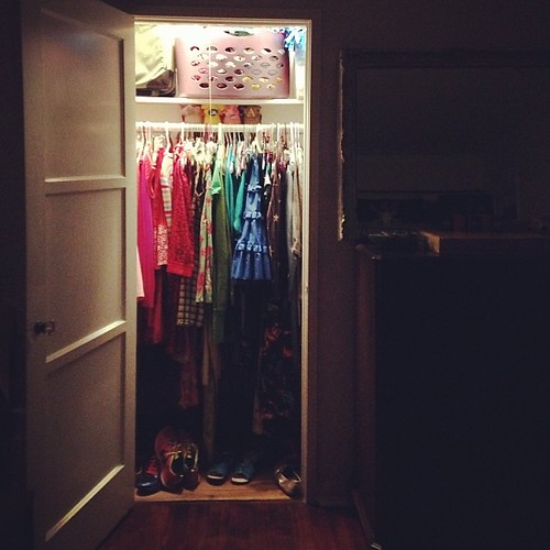 Jobs - cluttered clothes closet