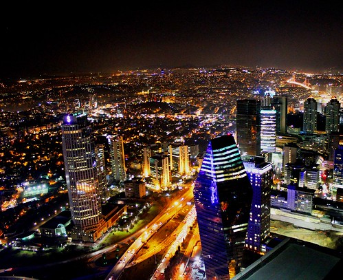 from above sky tower night skyscraper lights view istanbul sapphire constantinople