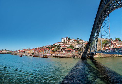 douro panoramica rio river agua pano panorama panoramic water oporto portugal prt bridge puente bluesky blue sky structure architecture pacoct 2017
