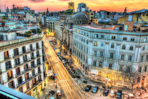 spain catalonia barcelona streets sunset terrace hdr highdynamicresolution