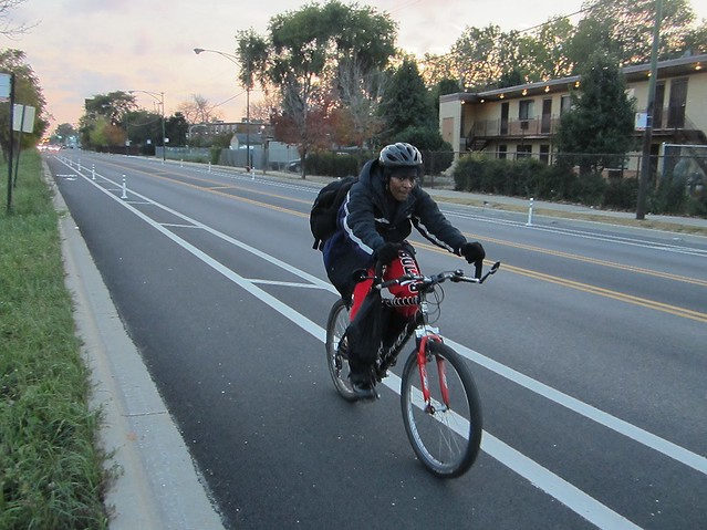 bicyclist on Vincennes Avenue in Chicago