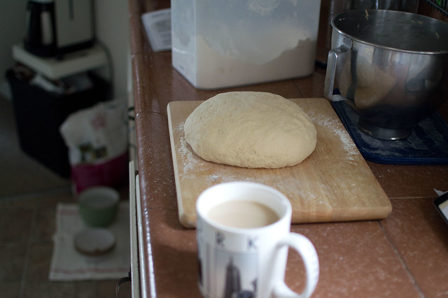 dough rising, tea waiting