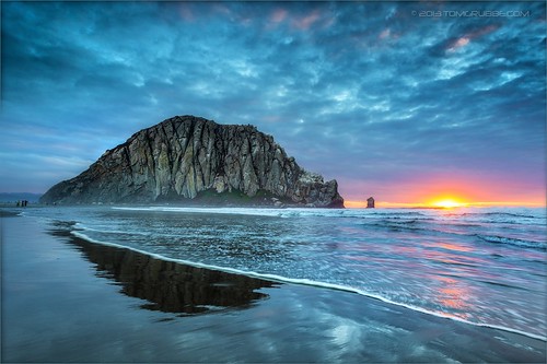 ocean california sunset seascape reflection beach clouds coast sand morrobay morrorock
