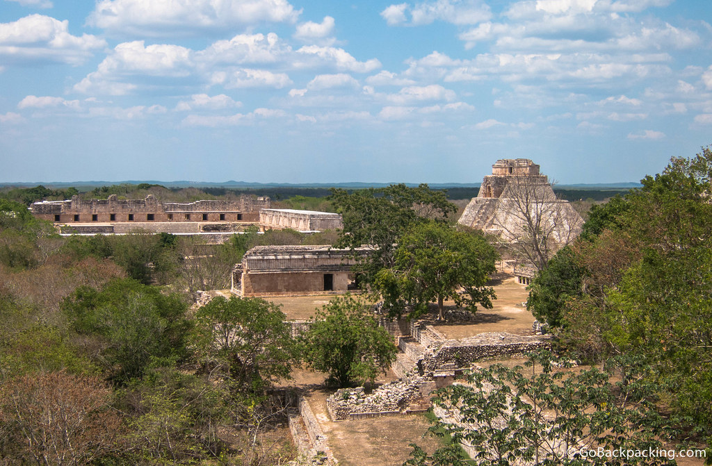 A wider view of Uxmal from the Great Temple