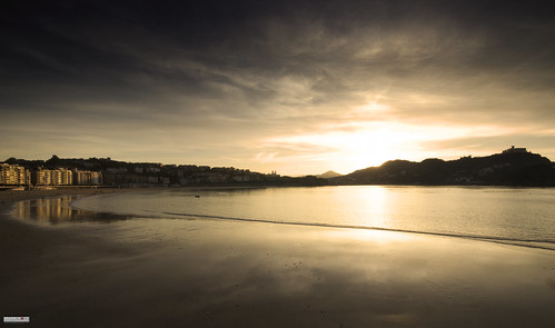 sunset sea beauty clouds reflections landscapes spain sand waves peace seascapes tranquility beaches sansebastian basque donostia markholtphotography