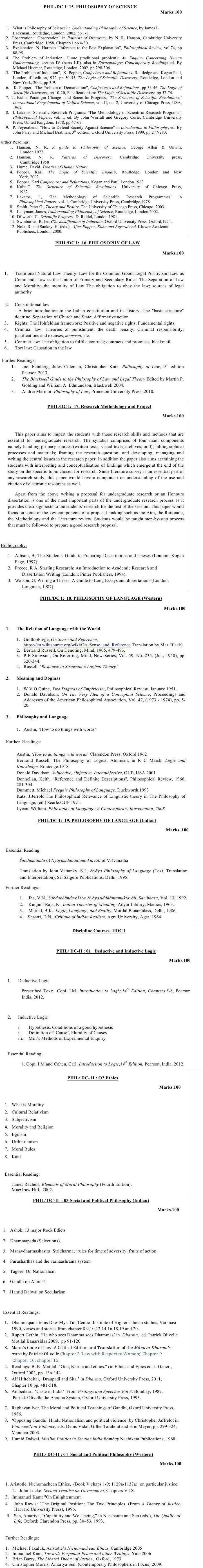 DU DC I, DC II and Applied Course Syllabus - Philosophy