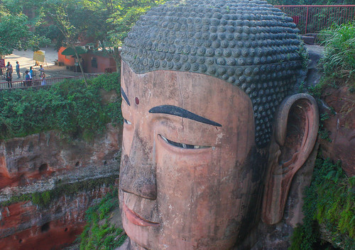 voyage china sculpture statue temple leshan sichuan chine tête 2013 bouddhagéant