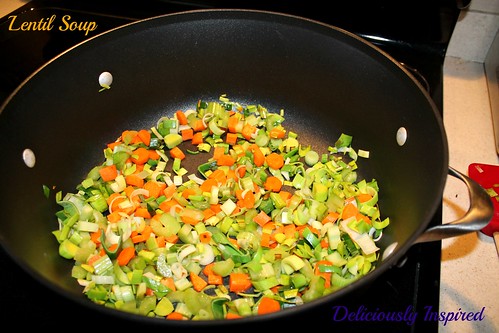 Lentil Soup - carrots and celery