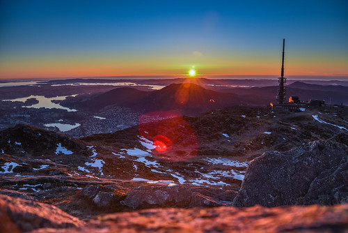 ulriken mittulriken ulriken643 bergen norway sunset antenna sun bluesky sky mountain city snow nikon d750 nikond750