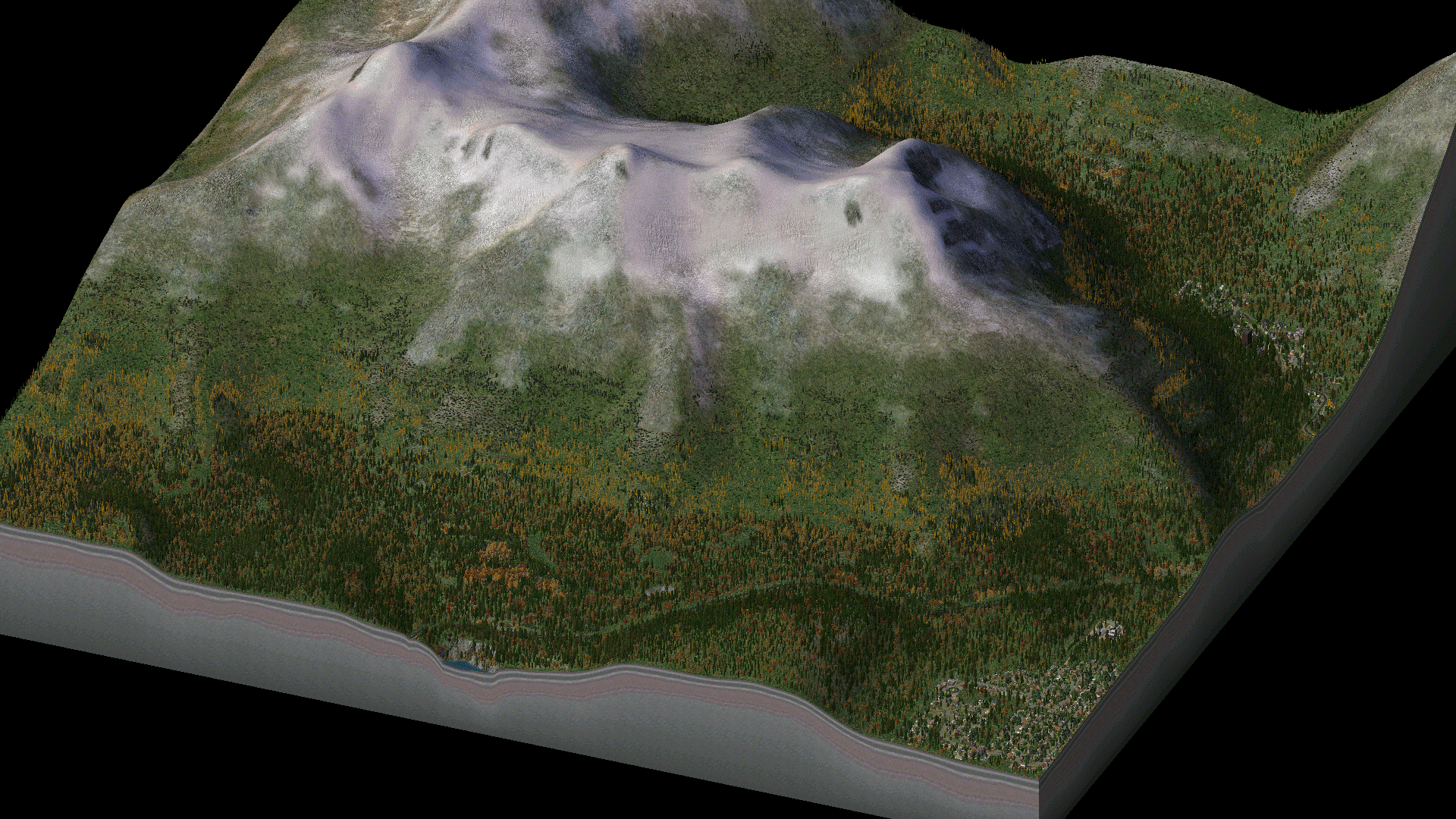 The new terrain mod and tree controller in my Yakutat Bay region. 