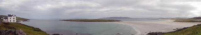 A panorama of Portnoo Beach in Ireland