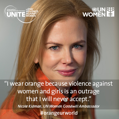 Nicole Kidman: I wear orange because violence against women and girls is an outrage that I will never accept