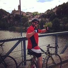 Beautiful view cycling over the bridge in Albas, Southwest France. Le Tour is only a stones throw away!