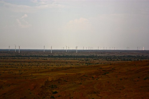 in one direction there were many wind turbines