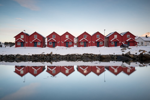 norway fujixpro2 cottage winter norge house lofoten february ballstad sunset reflection red nordland no