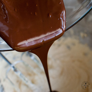 mix in melted chocolate