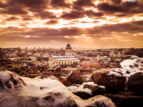 old winter snow clouds landscape town day cityscape cathedral cloudy lithuania vilnius cityold