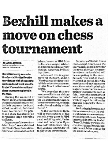 Bexhill Chess in the News