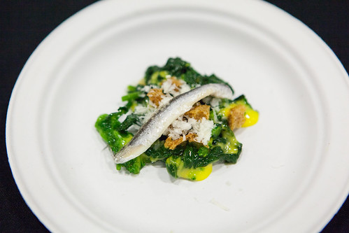Telepan Local - Broccoli rabe with white anchovies, egg yolk puree and Parmesan