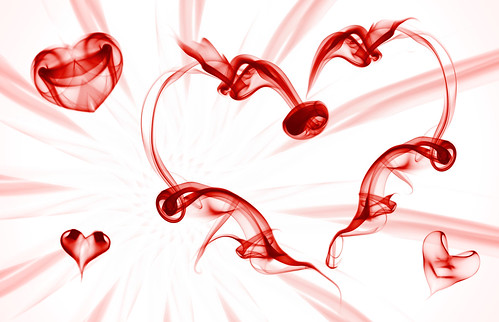 Smoke Art - Hearts (red on white)
