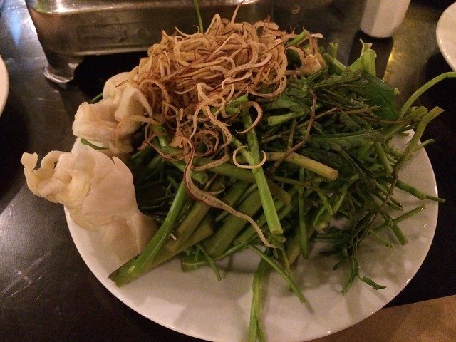 Assorted greens and oyster mushrooms - Nha Hang Ngon