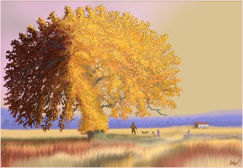 trees landscape digitalart digitalpainting oaks digitalillustration simongbroberts tionoisimongbroberts