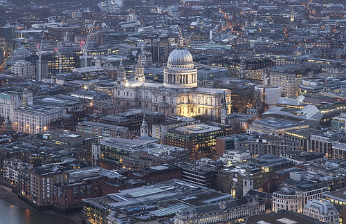 city uk england urban london twilight cathedral dusk stpauls aerial shard